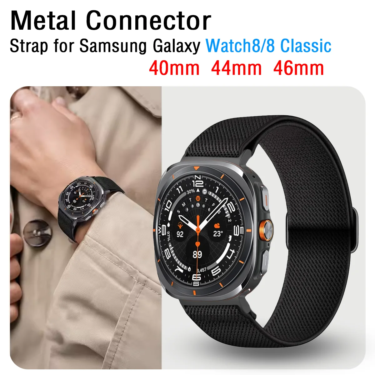 Armband für Samsung Galaxy Watch 8/8 Classic/Ultra 40mm 44mm 46mm 47mm Geflochtenes Elastisches Sportarmband Correa Galaxy Watch 8 Band