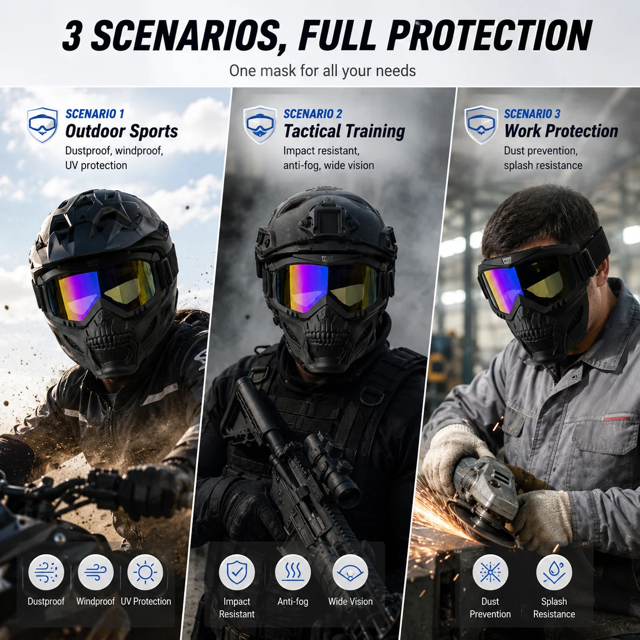 Máscara Facial Completa con Di - Motorcycle Gear Full Set reseña y precio