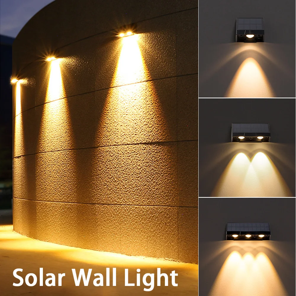 Lampe murale solaire LED pour jardin, éclairage extérieur étanche, lumière chaude, ambiance, décoration de villa, cour, terrasse, mur extérieur