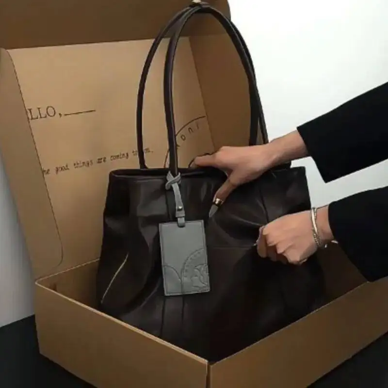 Bloom Vintage Coffee Handbag Women Large Capacity Shoulder Underarm Bag Wallets Ladies Retro Y2k Bags Aesthetic