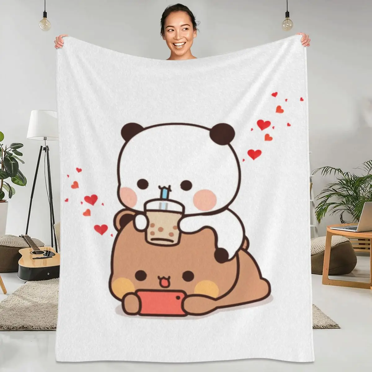 Super Warm Blanket Travel Office Bubu Dudu Throw Blanket Cartoon Bear Flannel Bedspread Couch Bed Printed Sofa Bed Cover