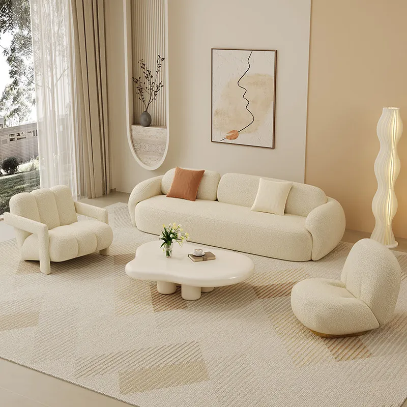 

Minimalist Apartment Modern Sofas Plush Pillows Single Comfortable Sofas Fabric Straight Bases Y Marcos De Cama Home Furniture