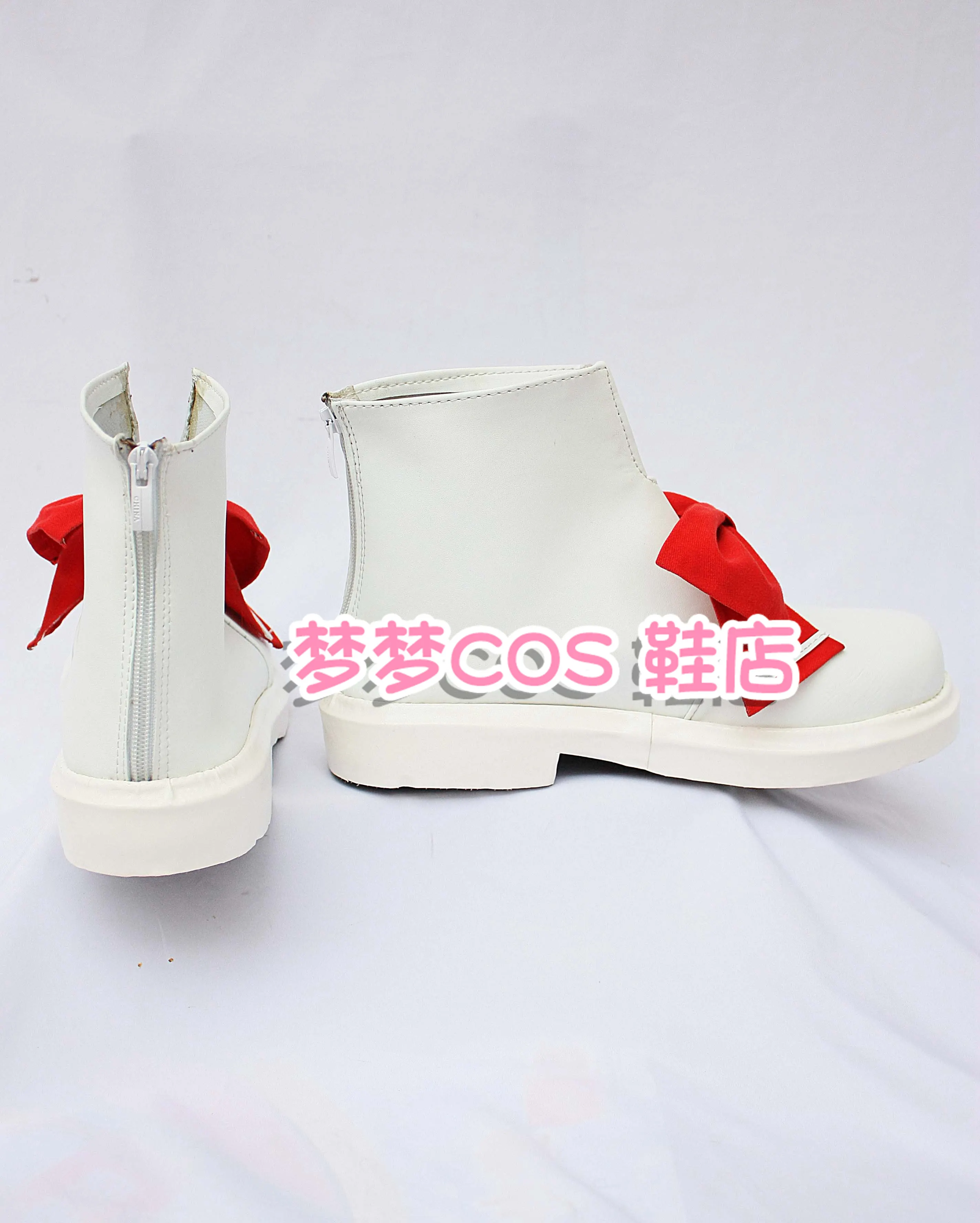Anime Touhou Project Remilia Scarlet Cosplay Shoes White Short PU Leather Flat Sole Boots For Halloween Carnival