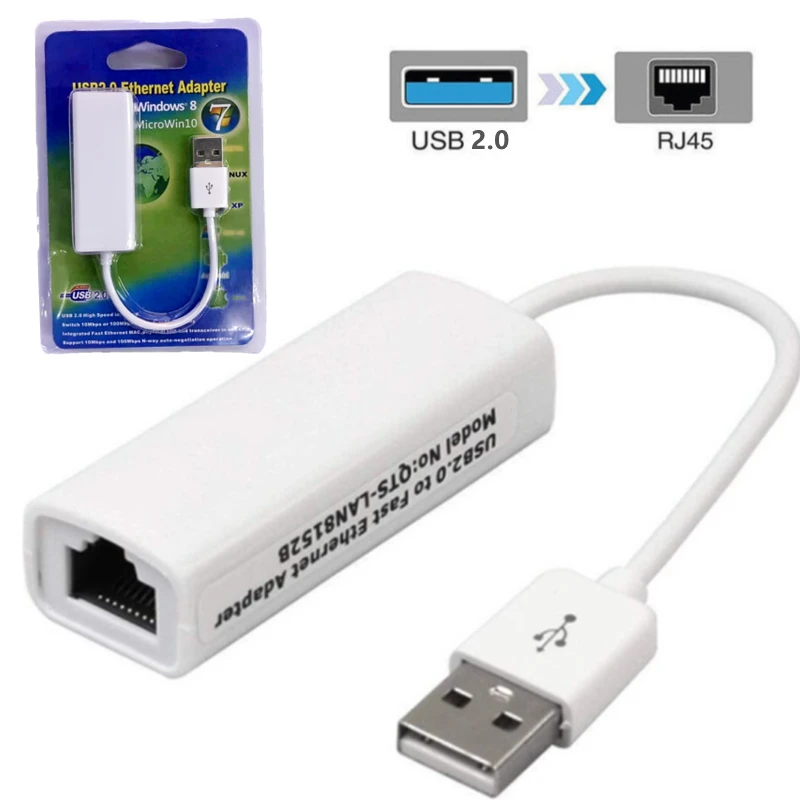 

USB Ethernet адаптер 100 Мбит/с сетевая карта USB A к Rj45 Lan разъем для Macbook ПК ноутбука Windows проводной Интернет-кабель