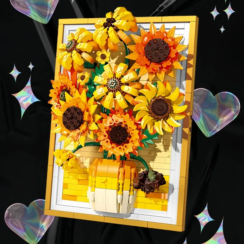 

3D Stereo Sunflower Building Blocks Toy for Creative DIY Decor-Ideal for Girls' Rooms,Photo Wall & Background Wall Enhancements