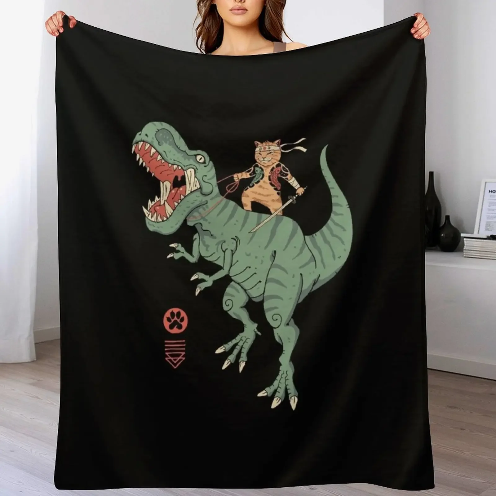 

T-Rex Catana Throw Blanket Hair Nap Vintage anime Blankets