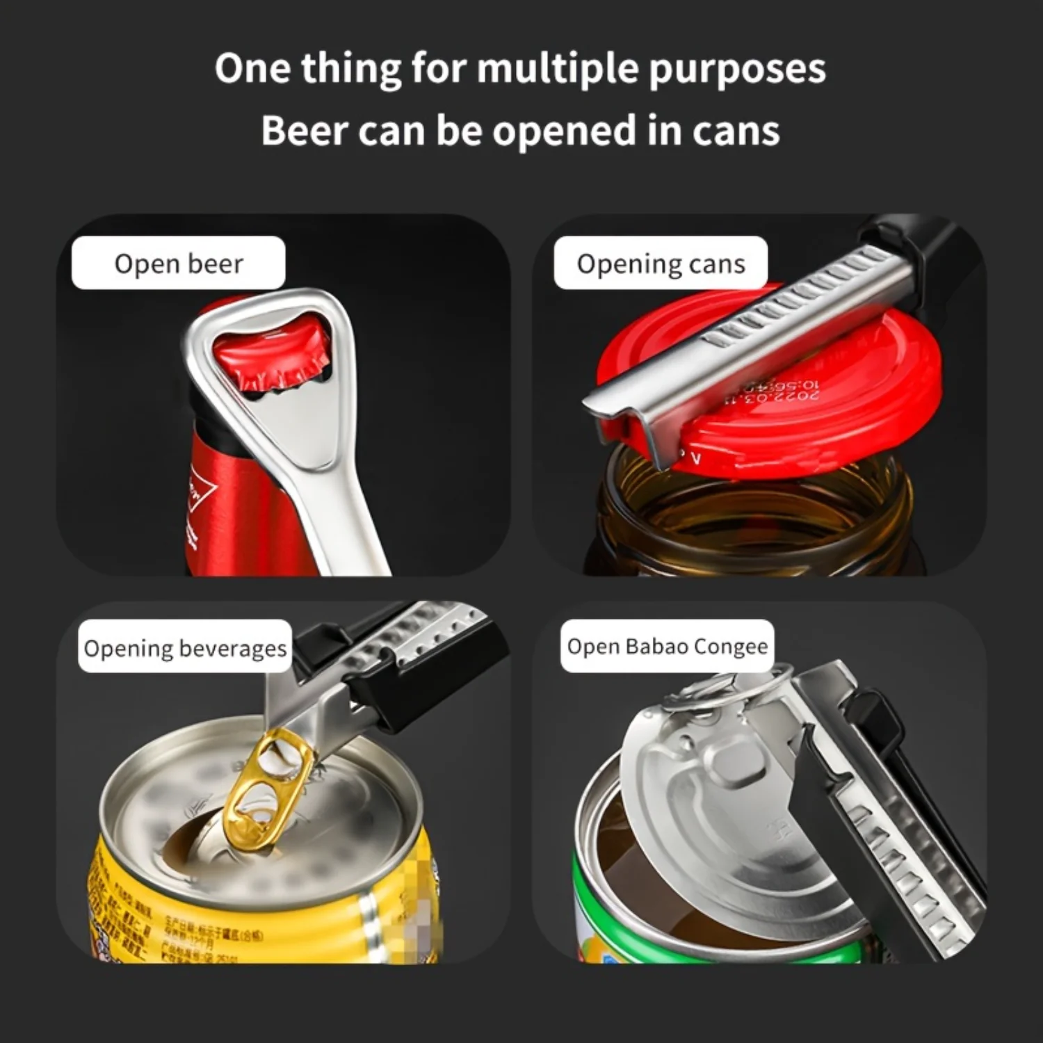 2-in-1 Adjustable Premium Stainless Steel Multi-Functional Can Opener - Effortless Opening, Sharp Cutting, Smooth Edge, Compact