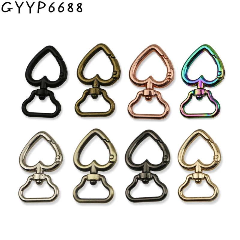 

6-30-100PCS 19MM Heart Shape Metal Spring Snap Hooks For Bags Shoulder Belt Strap Keyring Swivel Carabiner Buckles Accessories