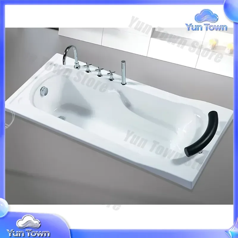 Single Soaking Hot Tub for Home Spa with LED Light Embedded Hydro Massage Whirlpool Bathtub for Bathroom Jacuzzi Tub