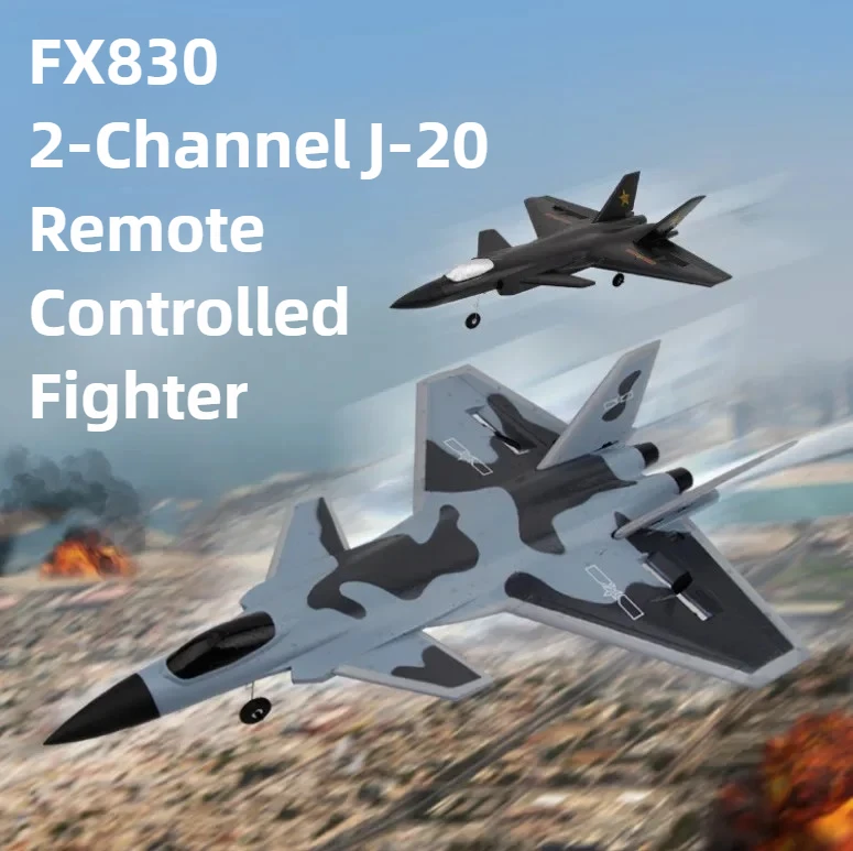 RC Plane 2.4GHz Remote-Controlled Aircraft Flying Bear FX830 2-Channel J20 Fighter Fixed Wing Model Foam Children's Toy Airplane