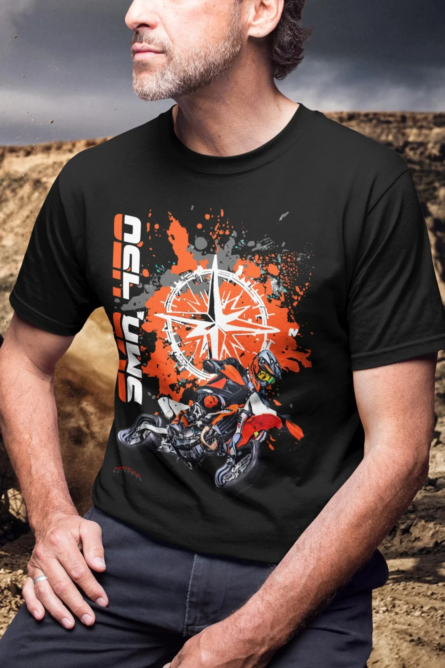

345@EY K-moto.T.M SMR 450 T Shirt The Art of the Slide Supermoto Motorcycle Tee Racing Rider Graphic Top For K-moto.T.M Fans Tra