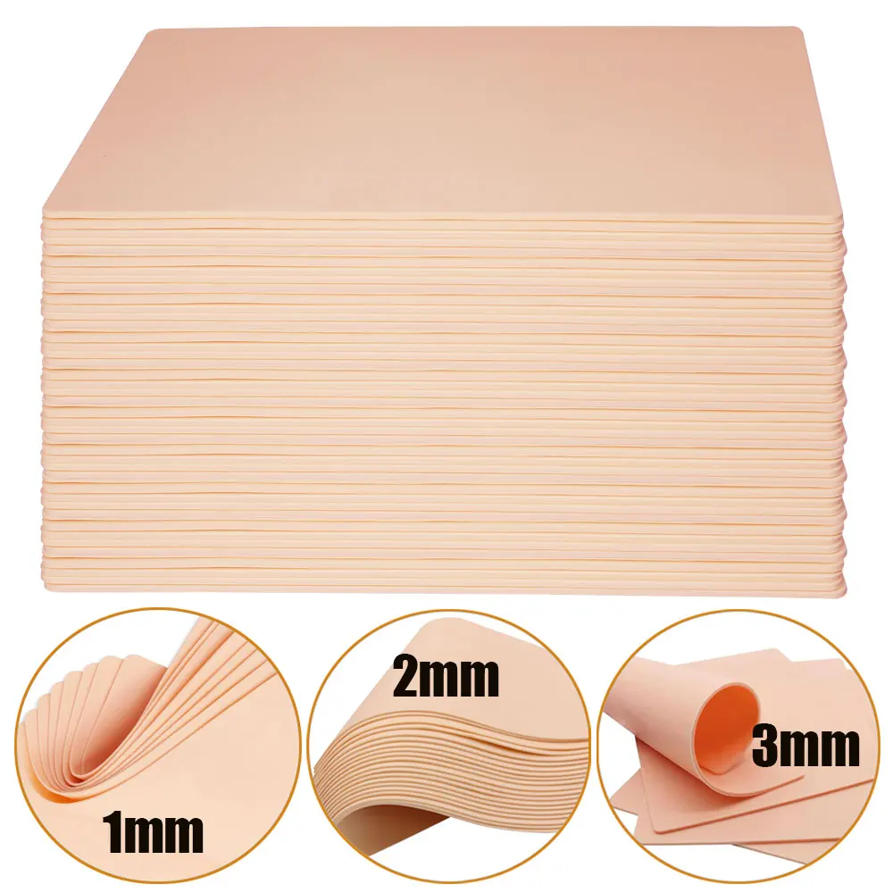 3/2/1mm Tattoo Practice Skin Double-Sided Silicone Synthetic Fake Skin Tattoo Training Skin for Makeup Tattoo Skin Accessories