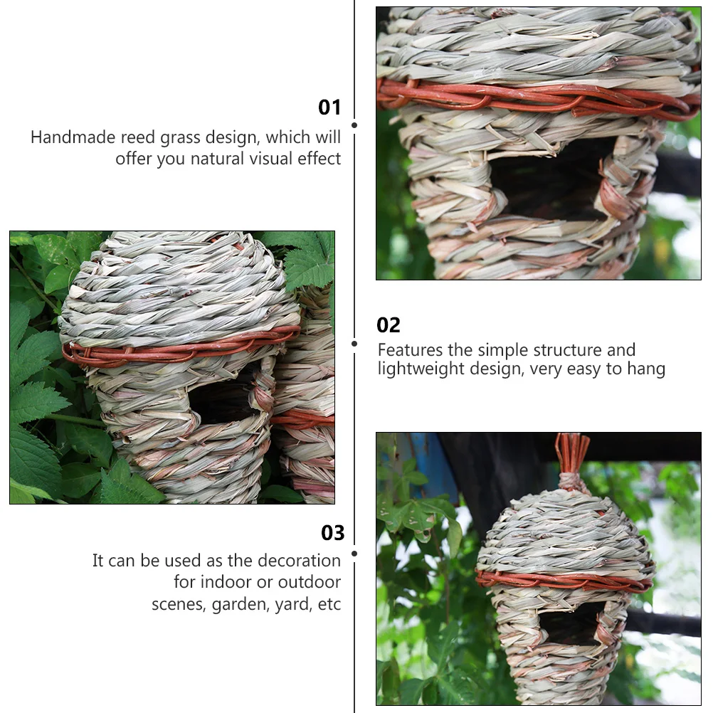 

Pet Bird Nest Straw Accessories H made Reed Grass Durable Safe Eco Friendly Decorative Rattic Nests Lightweight Indoor