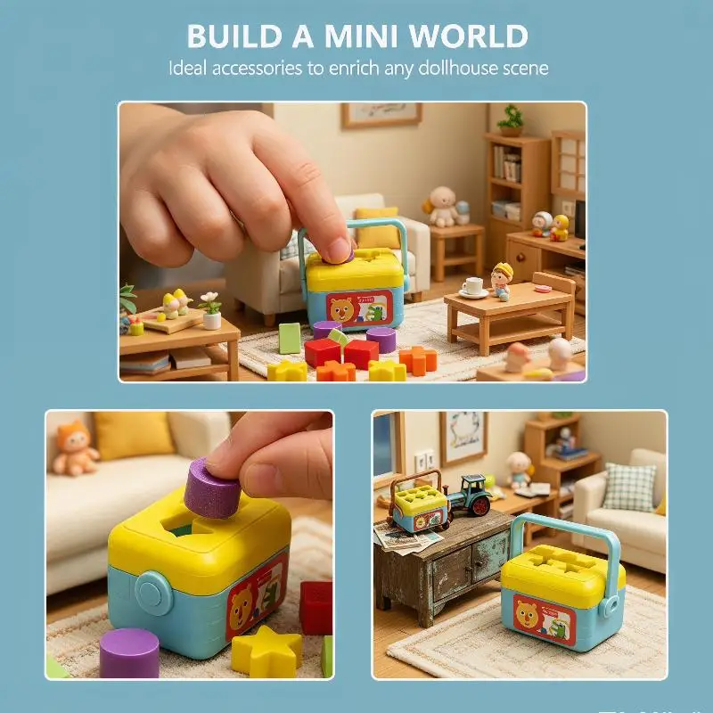 1 Set Educational Toy Dollhouse Miniature Shape Sort for Developing Kids Problem Solving