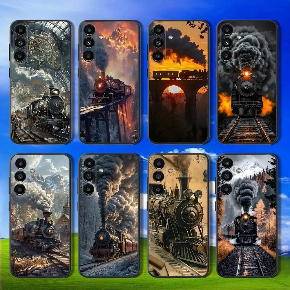

Classic Steam Train Phone Case For Samsung Galaxy A13,A21s,A22,A31,A32,A52,A53,A71,A80,Soft Black Shell