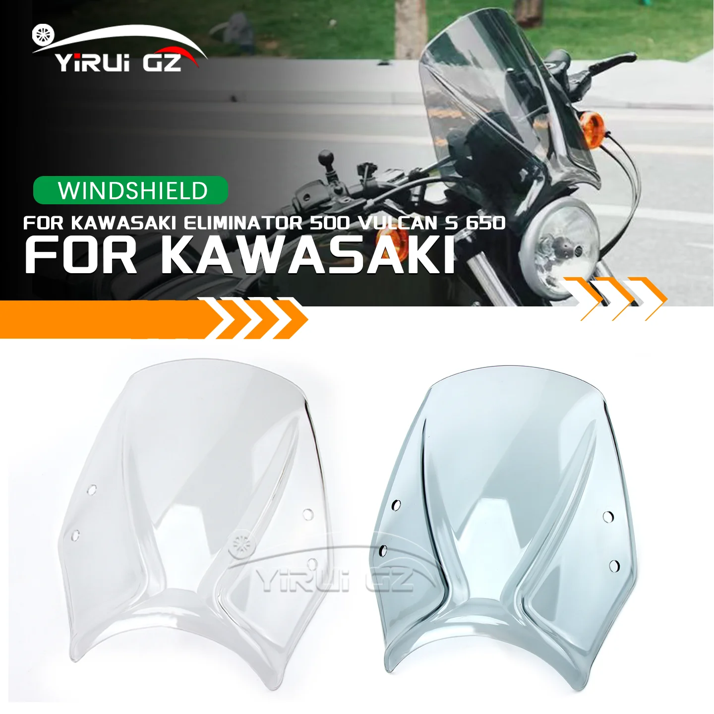 Parabrisas delantero de motocicleta para Kawasaki Vulcan S 650 2015-2022 2021, eliminador de parabrisas a prueba de viento de alta transparencia 500