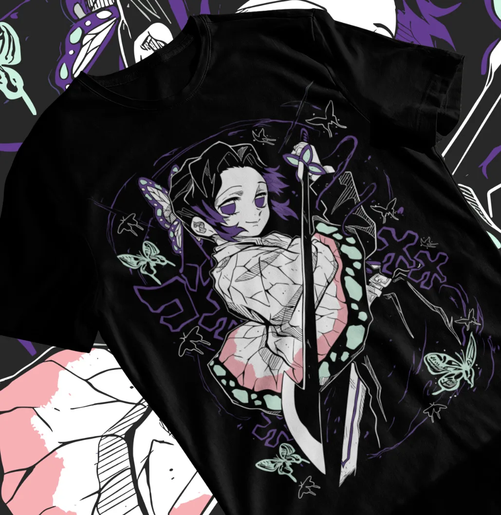 

Shinobu Kocho T-Shirt Demon Slayer Kimetsu No Yaiba Anime Soft Tee All Size