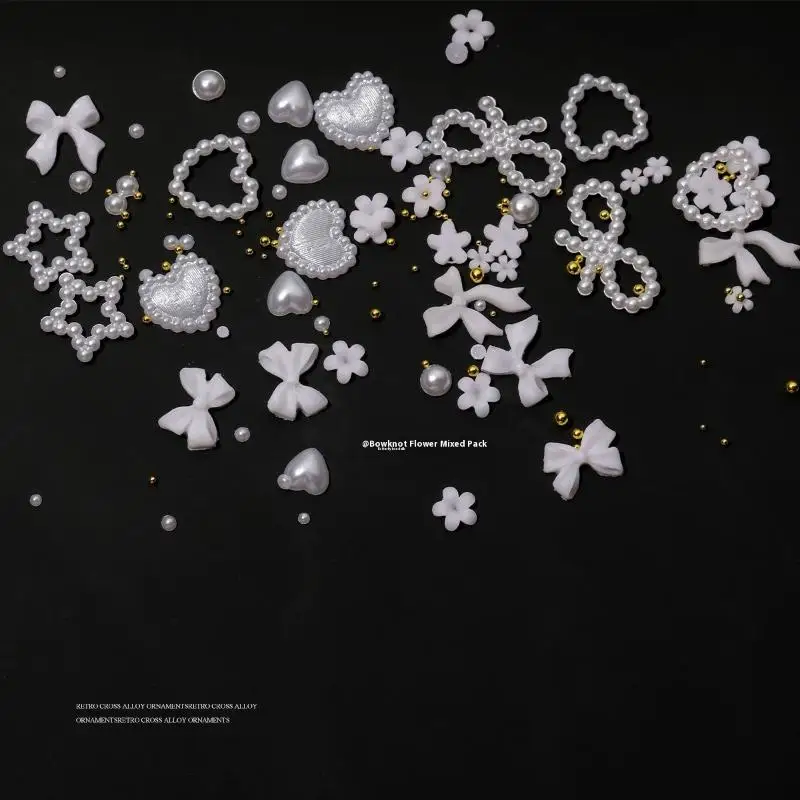 12 rejillas de resina con lazo, flores, diamantes 3D para uñas, Kit de gemas para uñas de fondo plano, dijes para decoración de uñas, accesorios de manicura DIY, gemas para uñas