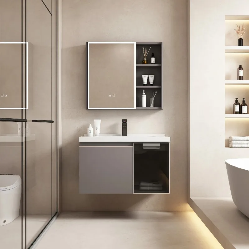 Modern High Capacity Two-Color Stainless Steel Bathroom Cabinets Bathroom Vanities