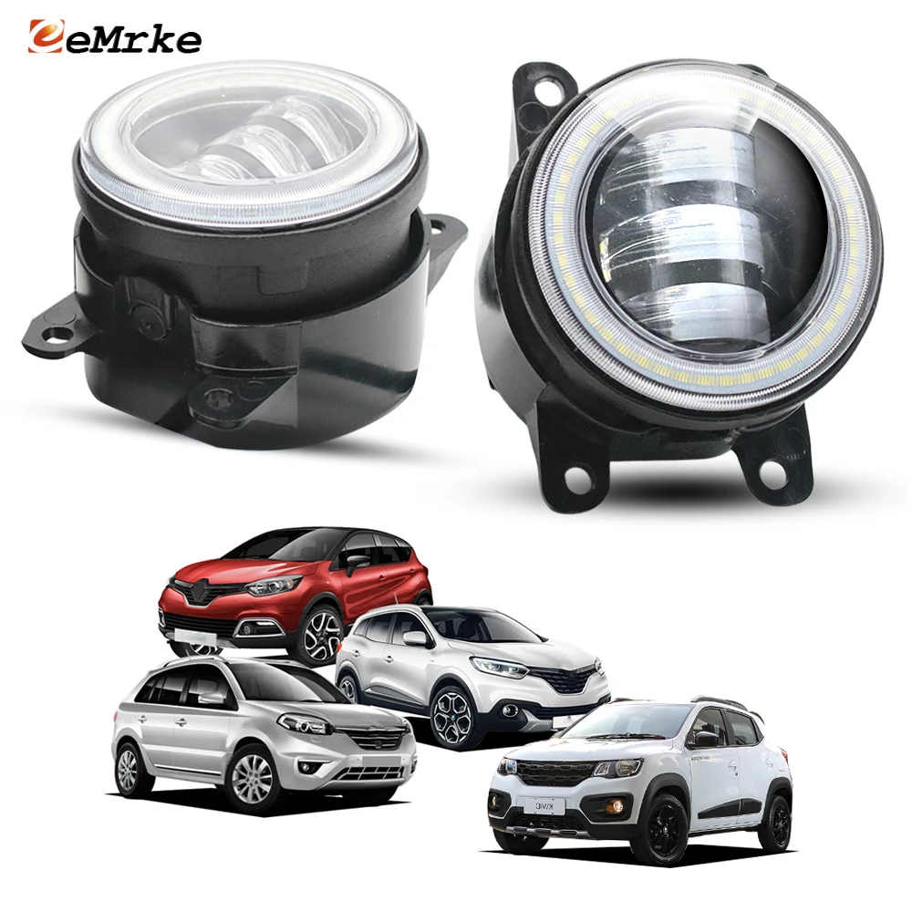feux-antibrouillard-led-blanc-jaune-2-pieces-40w-50w-lampe-drl-a-œil-d'ange-pour-renault-captur-koleos-kadjar-2012-2016-kwid-samsung-qm3-qm5-qm6
