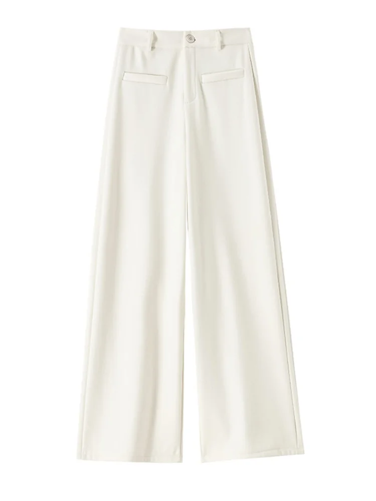 Pantalones de pierna ancha para mujer, novedad de Otoño Invierno 2025 Fce, pantalones Chinos de corte recto holgados adelgazantes informales, pantalones largos de cintura alta