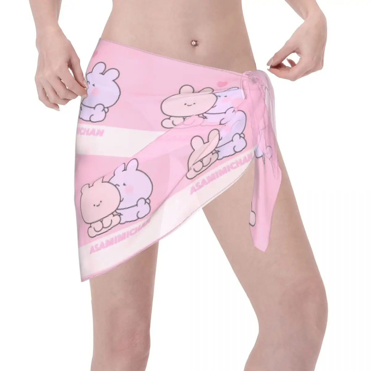 Niestandardowe stroje kąpielowe Cartoon A-Asamimichans damskie krótkie Sarongs chusta plażowa kobiety bikini na plażę Wrap Sarongs strój kąpielowy Coverup