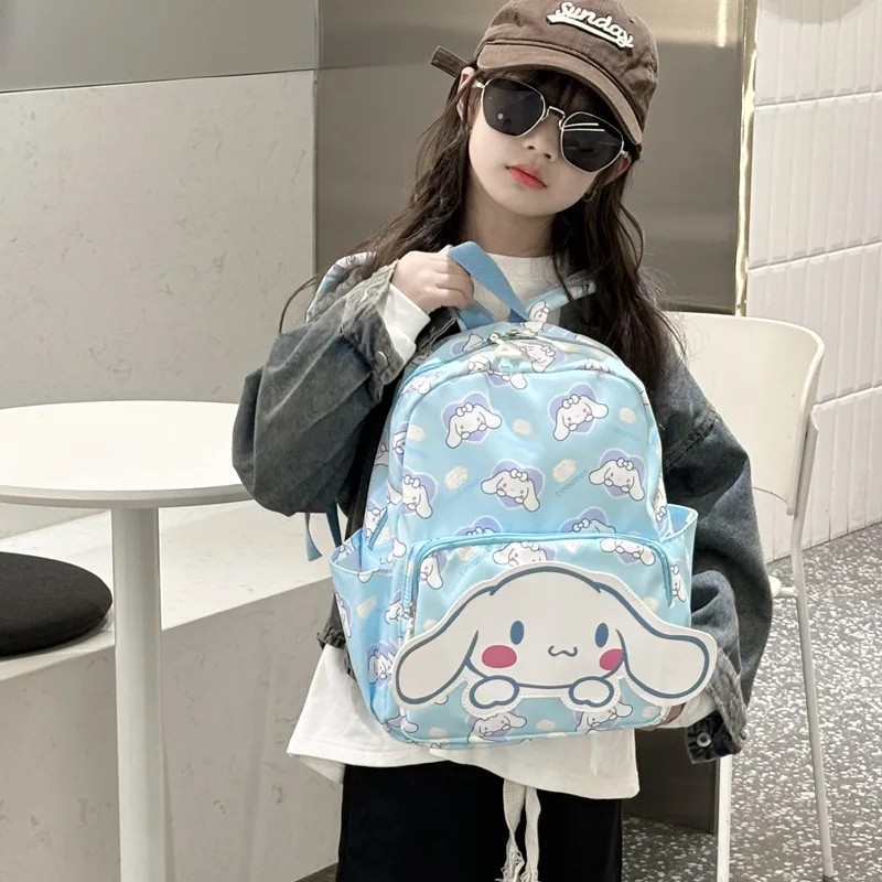 Hello Kitty Sanrio ransel Anime, Kuromi Cinnamoroll tas sekolah dengan dompet pesona, mahasiswa gadis perjalanan kasual ransel bepergian