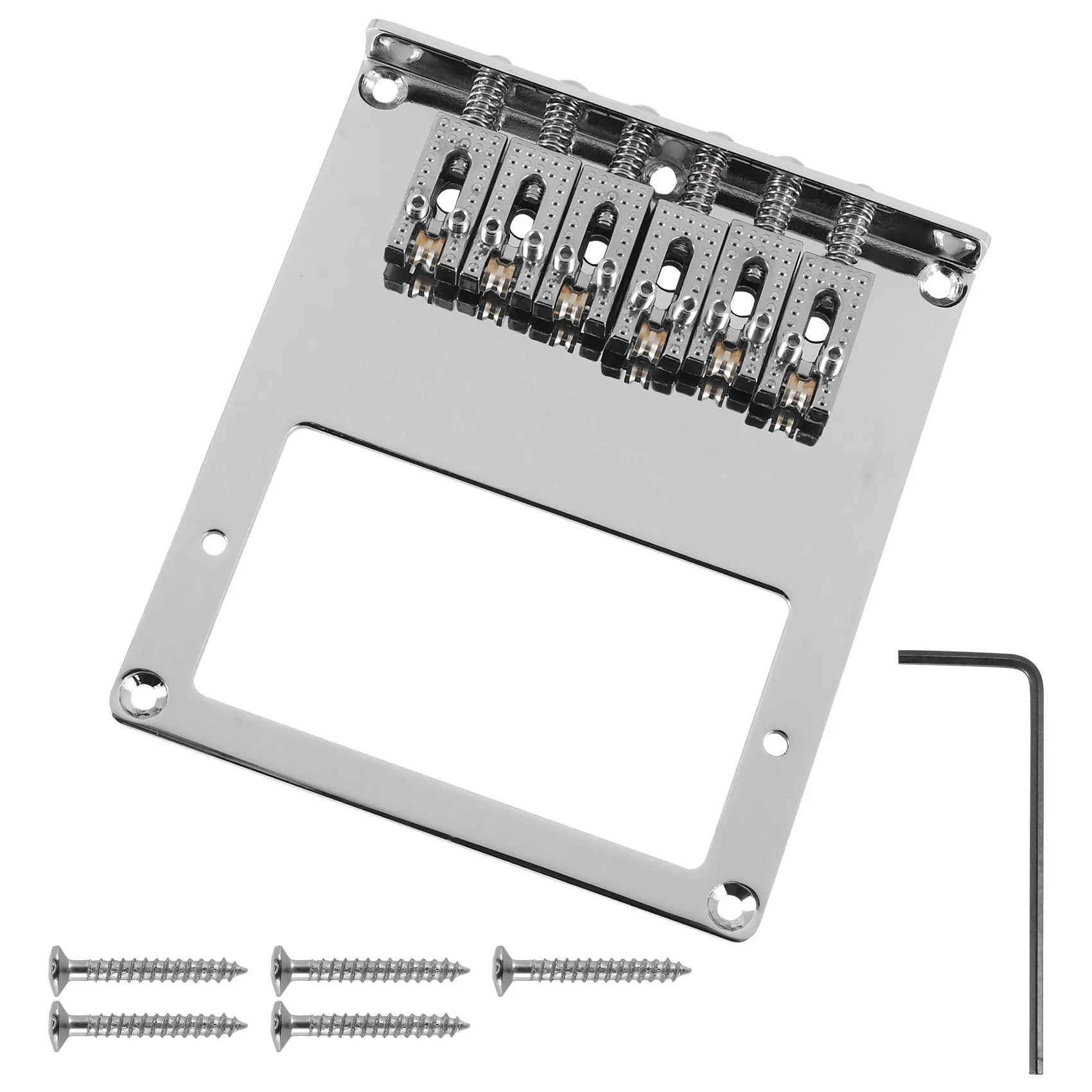 6 Roller Saddle 6 String Humbucker Guitar Bridge for Tele Telecaster Guitar (Chrome)