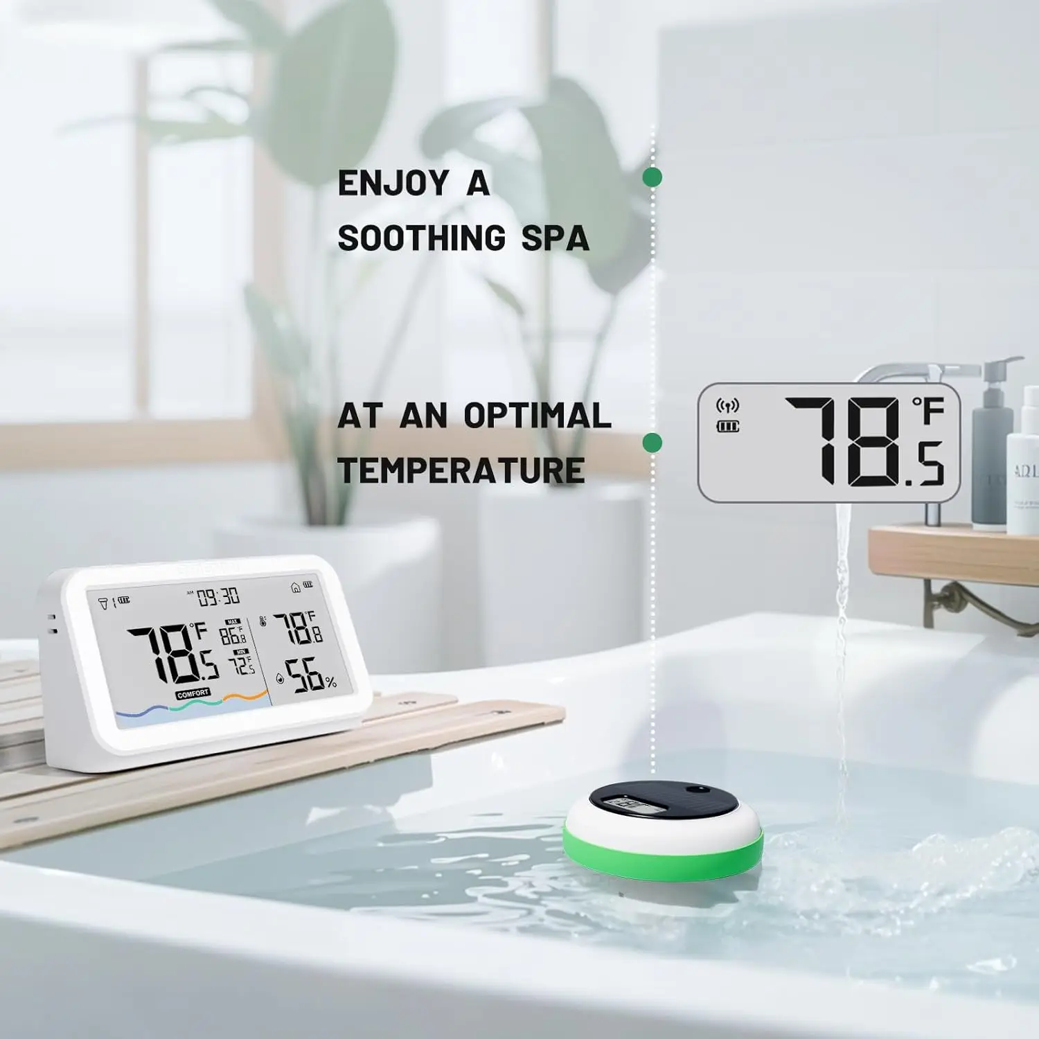 Solar Powered Floating Pool Thermometer, Wireless Digital, IP68 Waterproof, for Swimming Pool, IBS-P03R 2nd