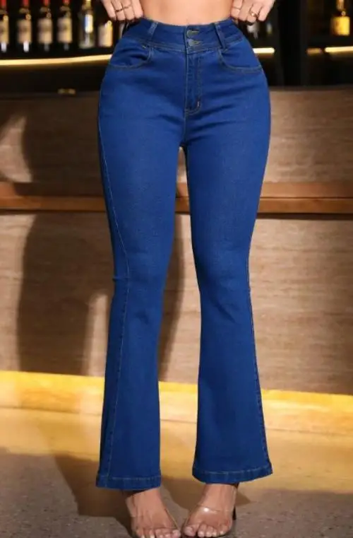 

2026 Elegant New Fashion Sexy Simple and Versatile Elastic Denim Flared Pants Female Clothing Female Trouser Casual Bottom