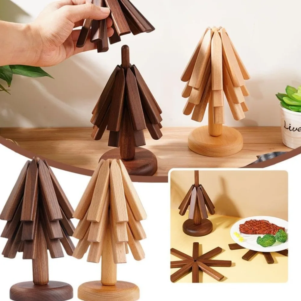 

New Black Walnut Wooden Trivets Wooden Tree Trivet Foldable Wooden Tree Trivet Wood Placemats Set of 3 Insulation Mat Home