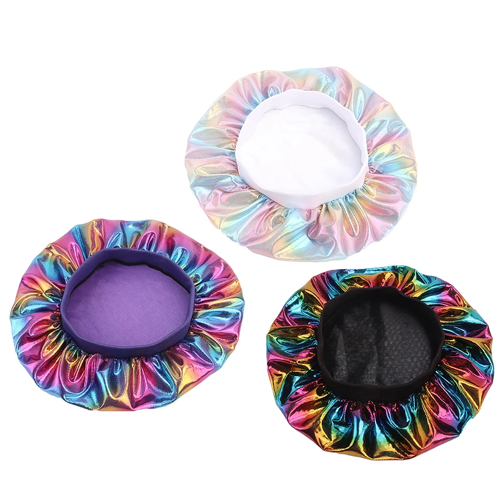 

3pcs for Women Wide Side Sleeping Cap Fabric Hair Bonnet Curly Natural Frizzy Long Short Chemo Patient Protection Bath