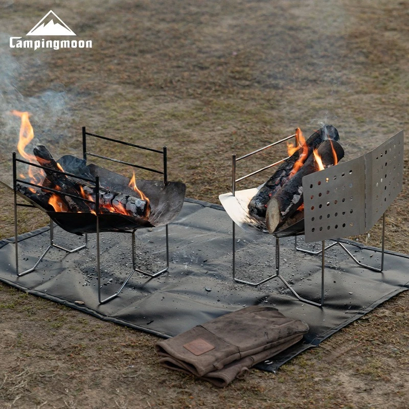 

CAMPINGMOON SOLO-D Solo A4 Огнестойкая ветрозащитная складная ветровка из нержавеющей стали для кемпинга и пикников