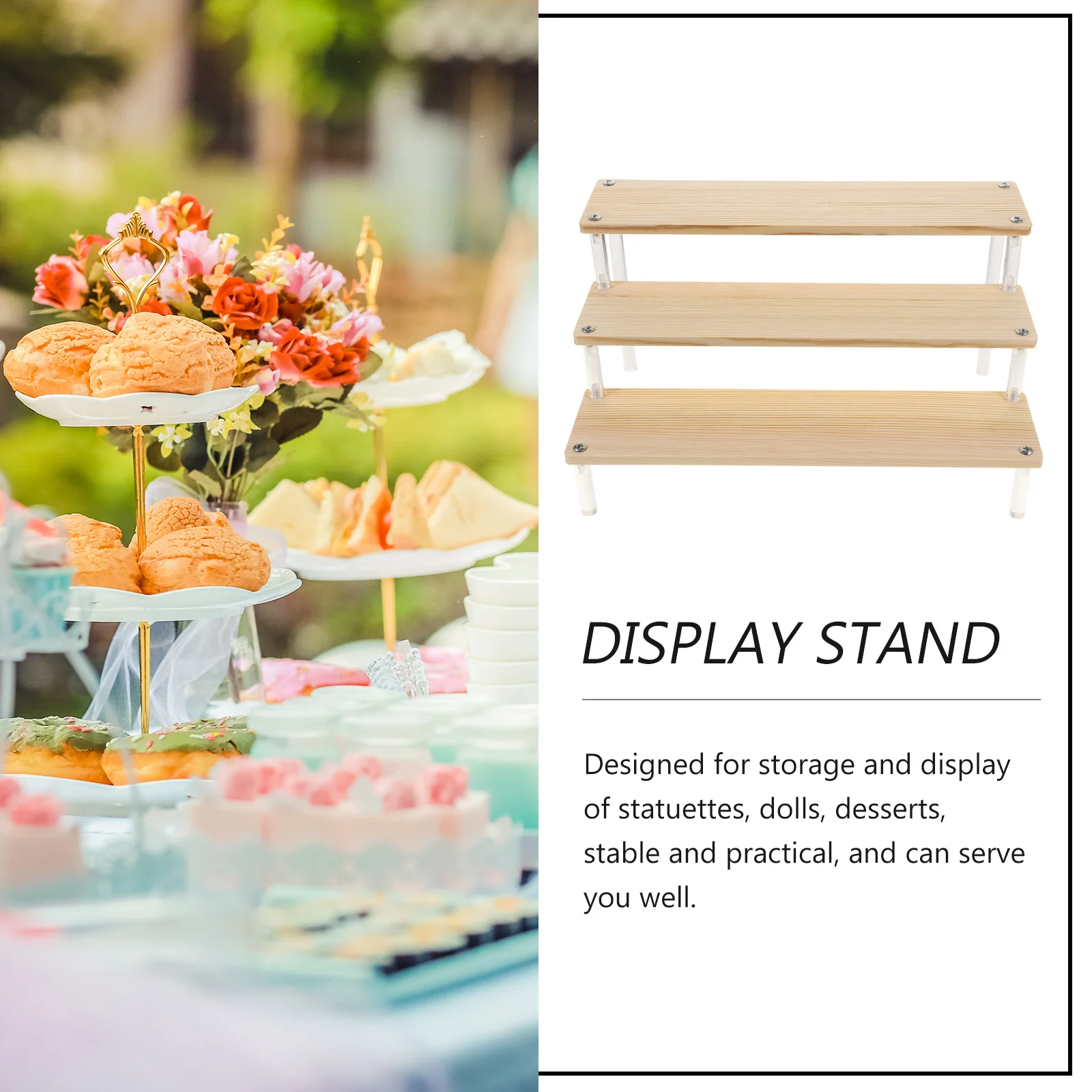 

3 Layers Display For Collectibles Rack 30x8cm Black Acrylic Shelf Craft St for Dessert Collectibles Storage