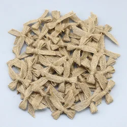 (50pcs/100pcs)size 4x4cm Linen Bow Natural Linen Bows Gift Box Clothing Decoration Accessories Home Bow Tie Handmade DIY