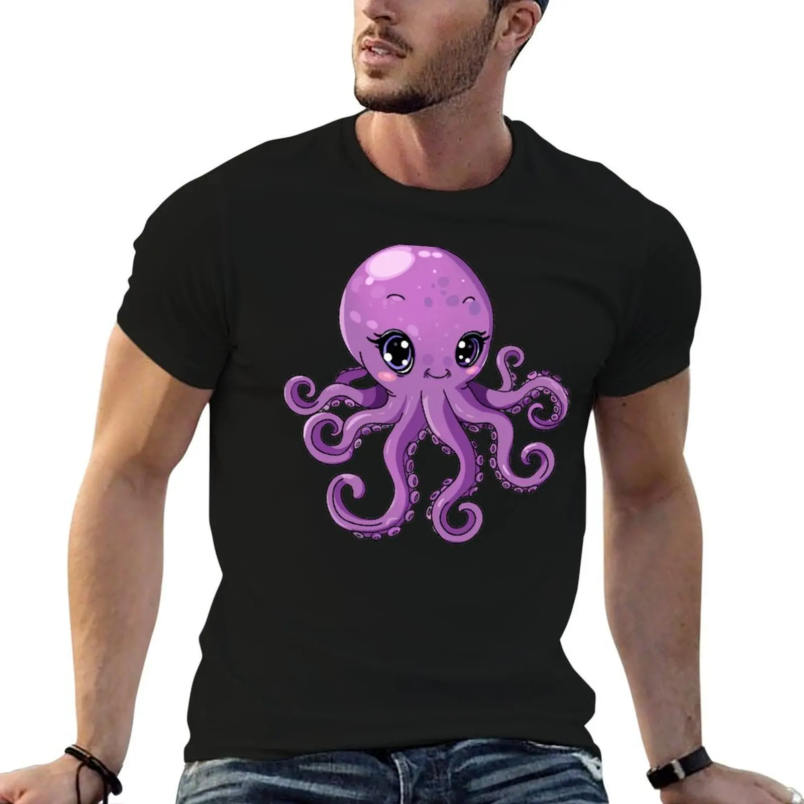 

cotton man shirt t shirt t for shirts T-Shirt cotton Octopus 100% Cute pack t