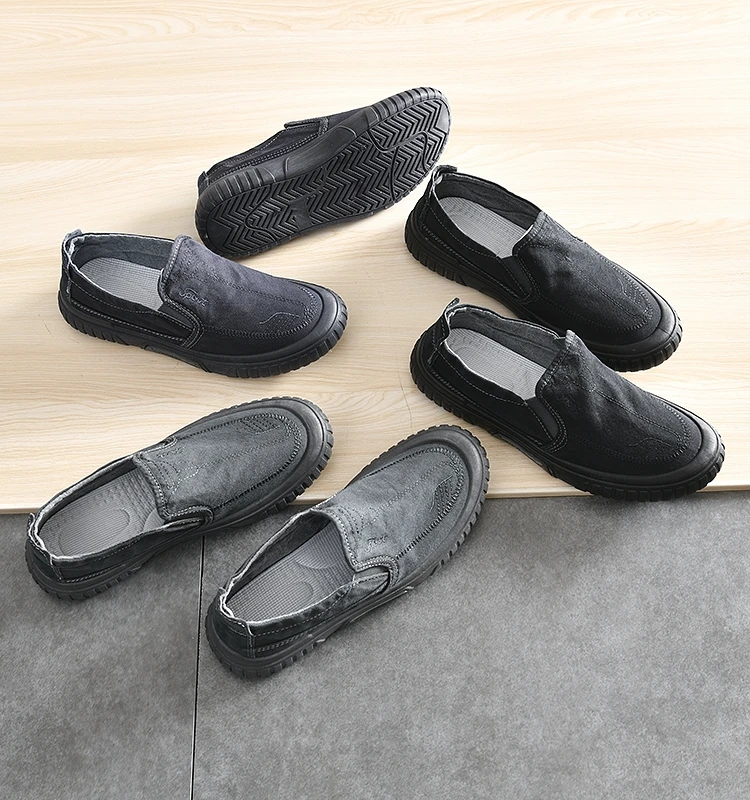 

Comfortable Breathable Denim Men's Spring Summer Casual Slip-On Loafers Single Shoes round Toe Plain Color Everyday Wear