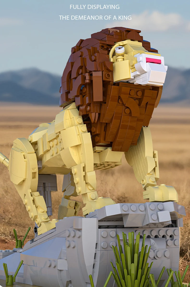 Idea Animals Moc Bausteine Konstruktionsset Löwenkönig Modell Lernspielzeug Bausteine-Sammlung für Kinder Geschenke Heimdekoration – Detail 2