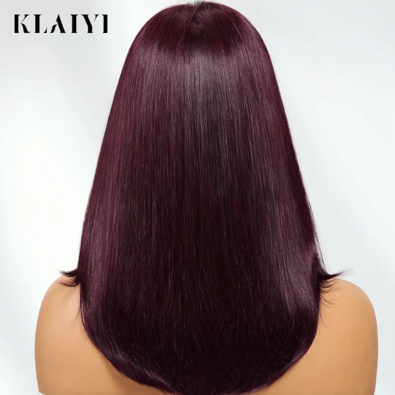 Klaiyi 7x5 باروكة من شعر طبيعي دانتيل أسود الكرز الطبقات الذئب قص مع الانفجارات Wispy الرباط الداعا الداعا عقدة شعر مستعار