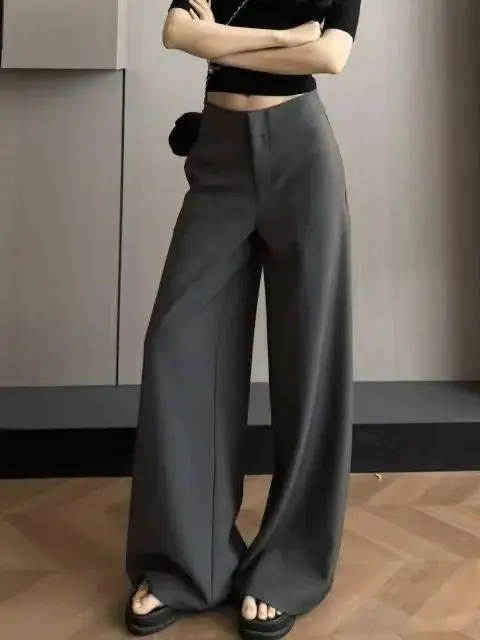 

High Waist Draped Suit Pants Women's ey Wide Leg mat Sle Spring 2026 Loose Versatile Long Trousers