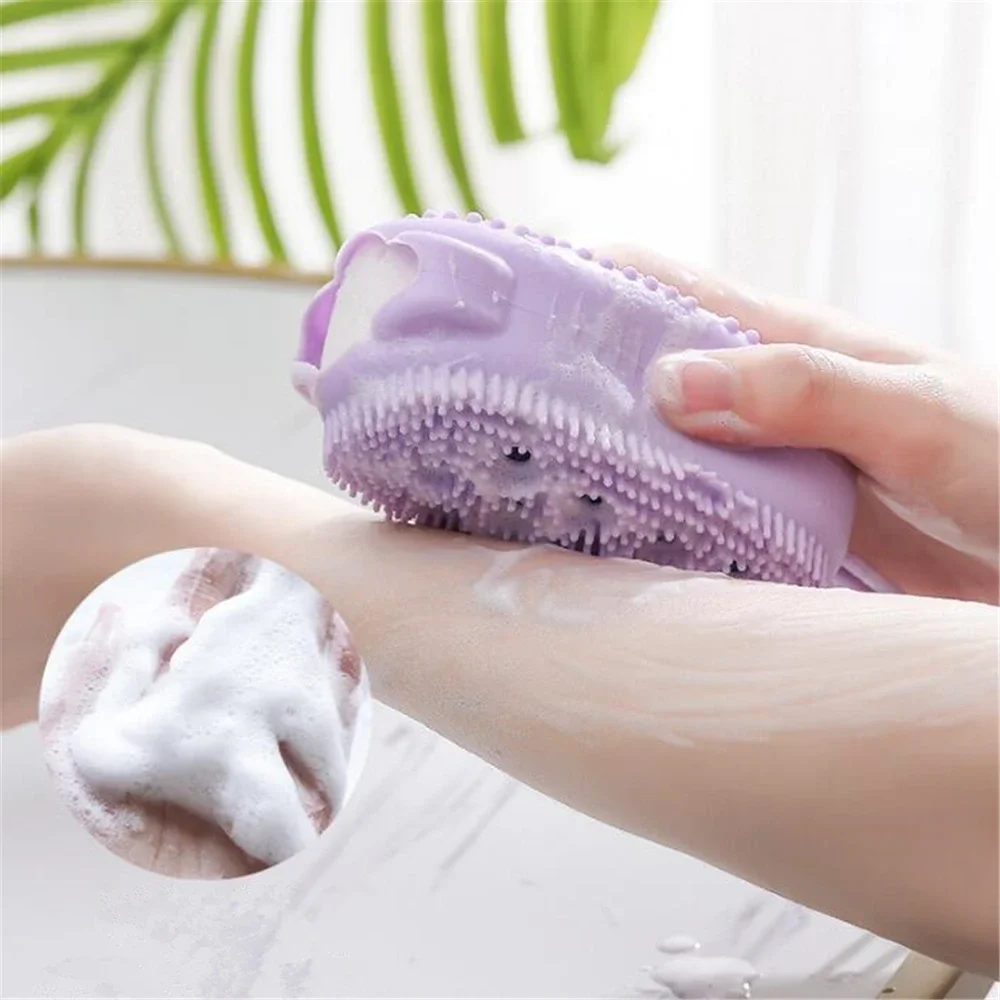 

3-in-1 Silicone Body Scrubber Shower Brush - Bath Brush, Massage Brush and Exfoliating Scrubber for Skin Cleaning