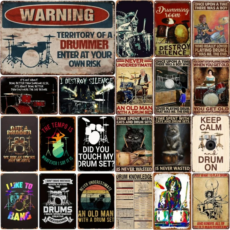 Póster de hojalata de Metal con dije de baterista Vintage, cartel de hojalata de tambor, placa para bateristas, cafetería, garaje, gimnasio o decoración de Club de boxeo