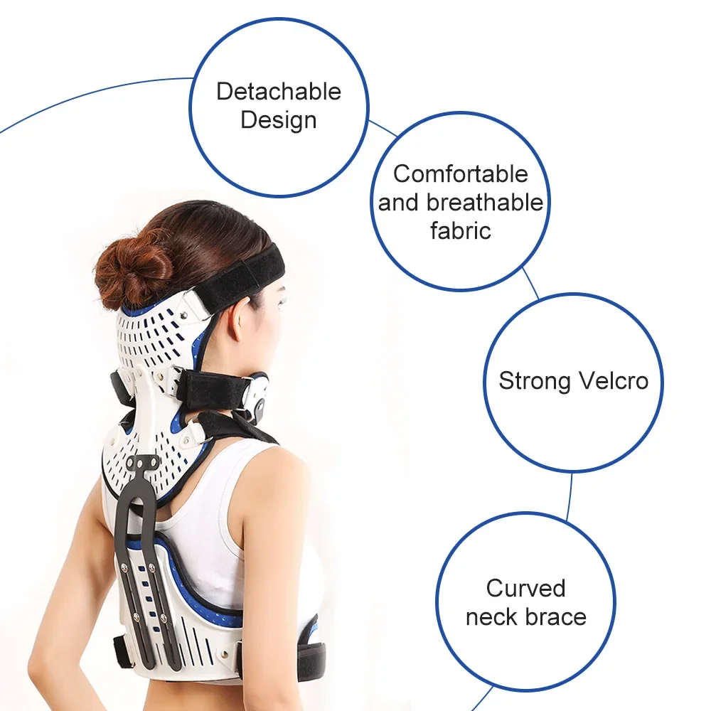 Cervical Thoracic Orthosis Support Brace Spine Stretching Adjuatable Corrector Medical Head Neck Chest Fixed Brace Traction