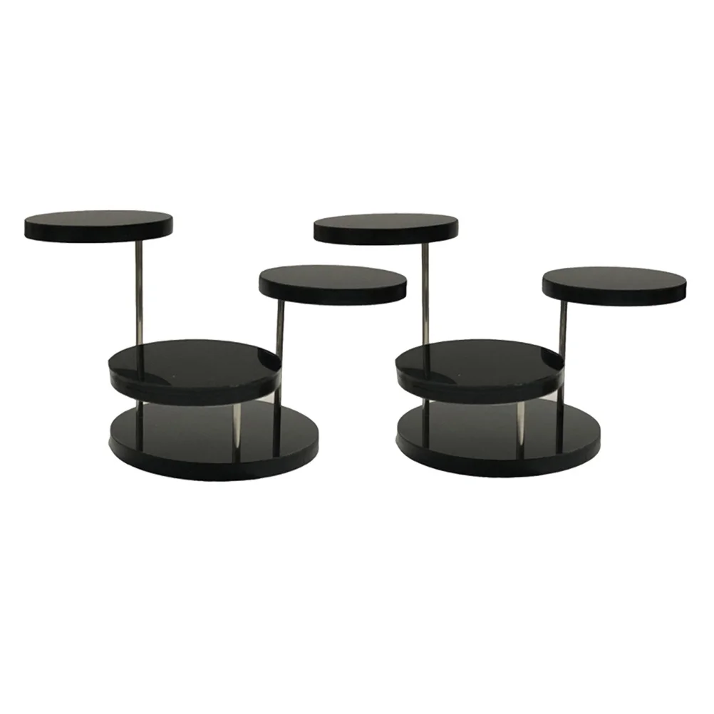 2 قطعة حامل عرض المجوهرات 3-Layer الاكريليك الدورية قلادة حلقة أقراط المنظم مجوهرات رف تخزين عرض للقلائد #5