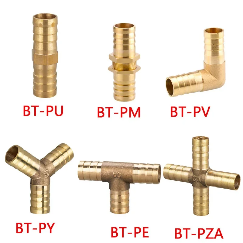 

20pcs Copper Pagoda Water Tube Fittings Brass Barb Pipe Fittings: 2 3 4 Way T Y Connectors for 6mm 8mm 10mm 12mm 16mm 19mm Hose