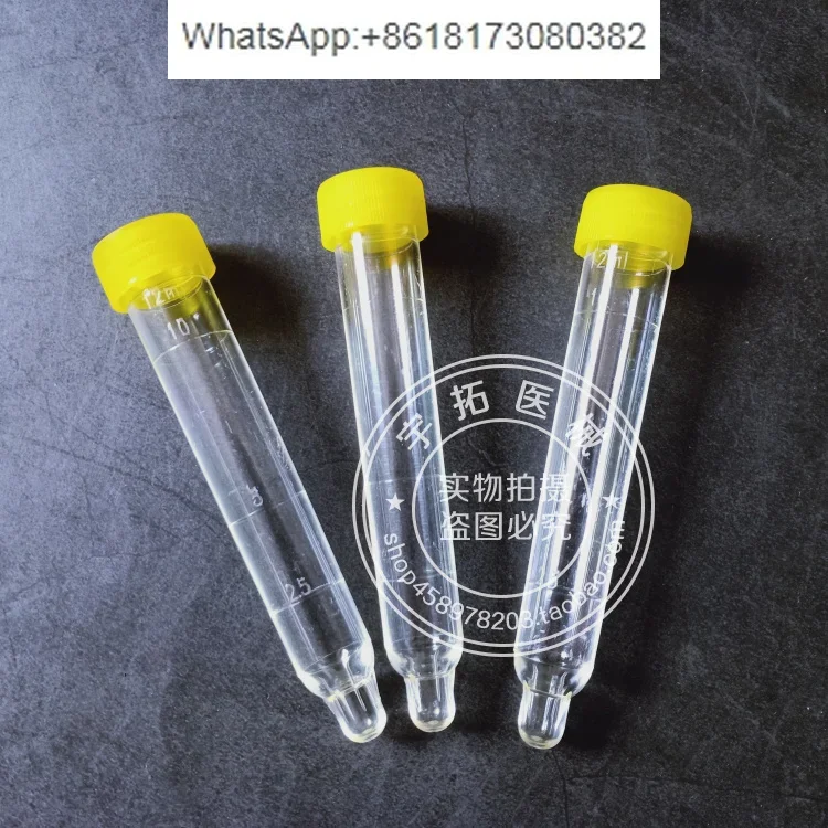 Medical disposable urine sediment test tube straw made of PS material 12ml, spiral mouth, screw cap with spoon,200pcs