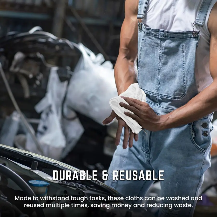 مناشف تيري القطنية، عبوة من 100 قطعة 12 × 12 بوصة من قماش تيري القطني الأبيض، مناشف بار بيضاء، متعددة الأغراض