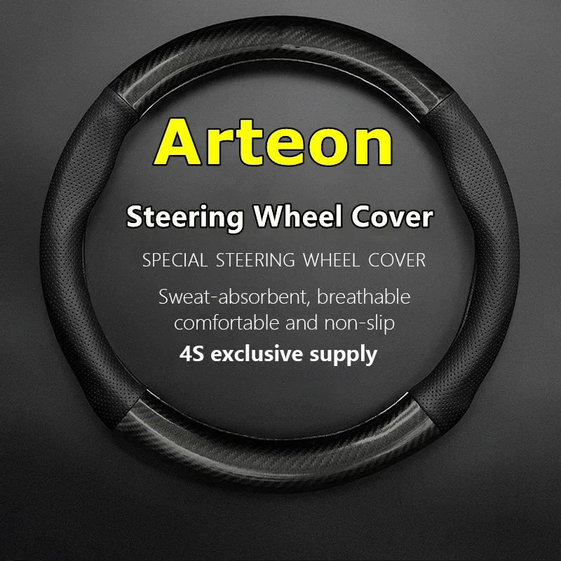 No Smell Thin For VW Arteon Steering Wheel Cover Genuine Leather Carbon Fit Volkswagen Arteon 2.0T Shooting Brake R-Line 2022