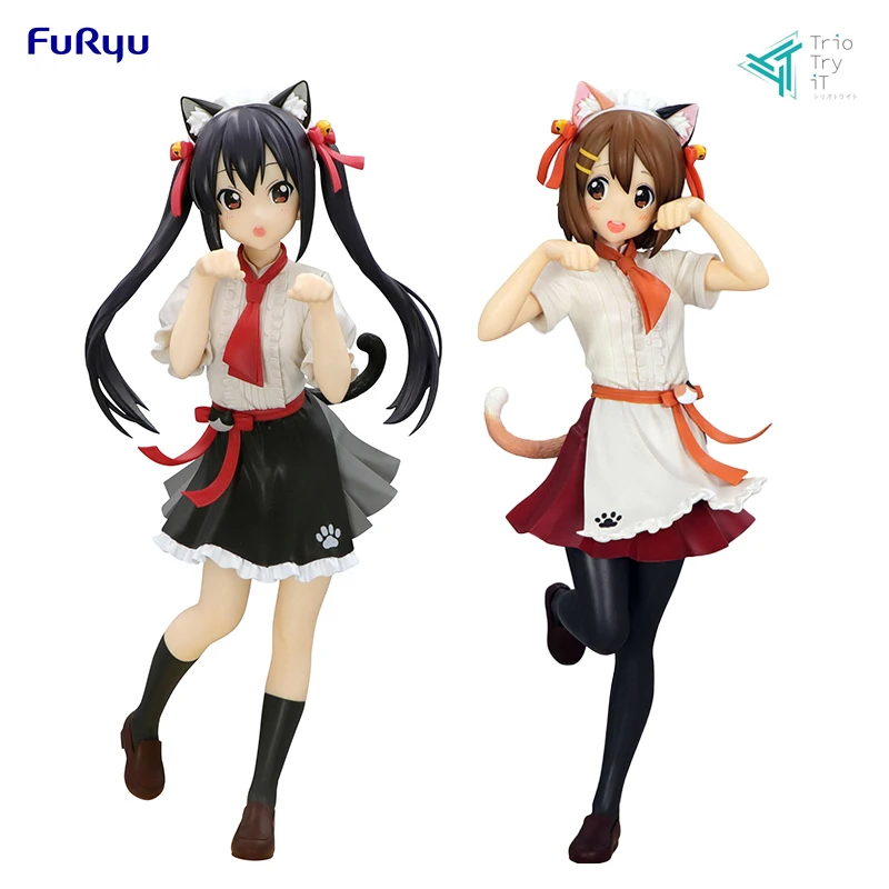 Original FuRyu Trio-Try-iT K-ON Nakano Azusa Hirasawa Yui Cat Ear Ver. PVC 22/21CM Anime Action Figures Model Collection Toy