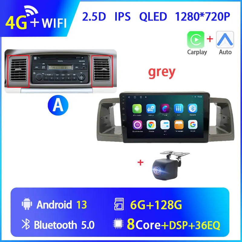 Android Car Radio for Toyota Corolla E120 2000-2009 Multimedia Video Player Navigation GPS stereo Carplay Auto 4G Head Unit 2din